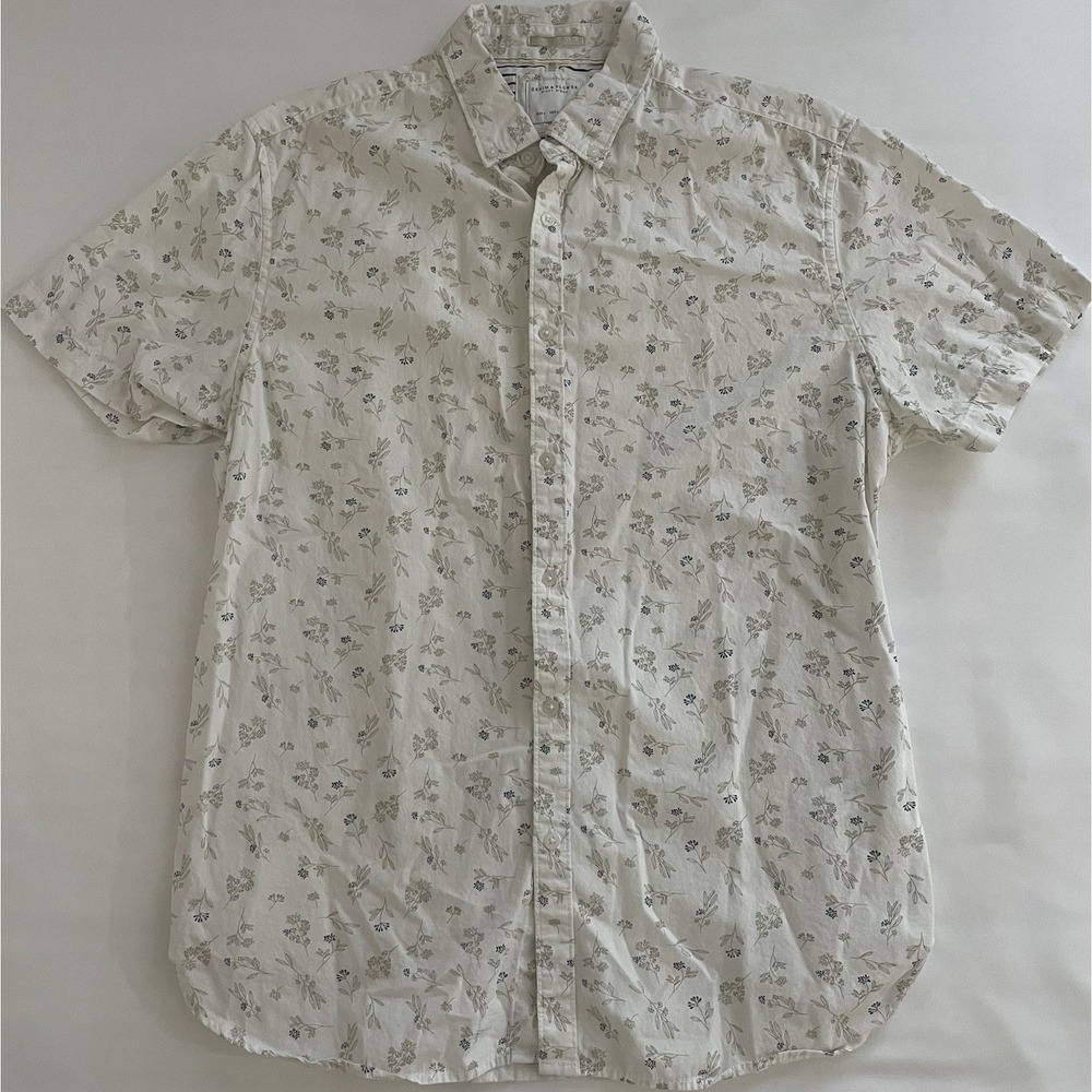 Men's Hawaiian Floral Shirt Denim & Flower White Blue Beige Casual Summer Button